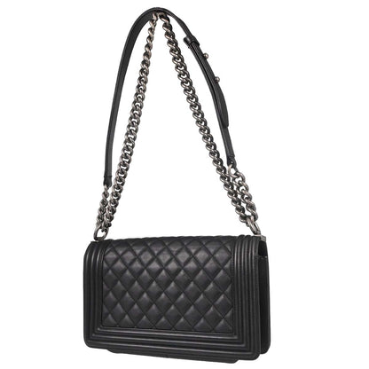 Boy Chanel Black Lambskin Medium Chain Shoulder Bag