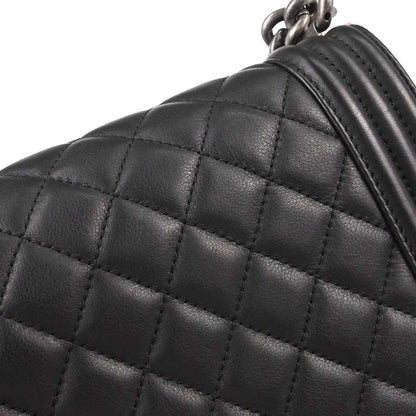 Boy Chanel Black Lambskin Medium Chain Shoulder Bag