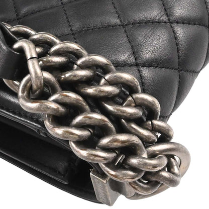 Boy Chanel Black Lambskin Medium Chain Shoulder Bag