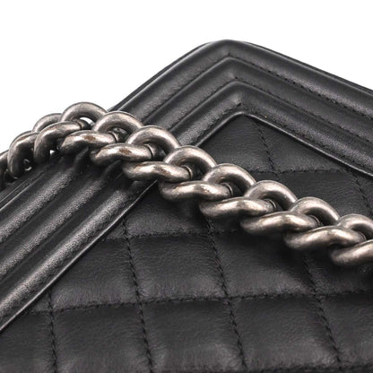 Boy Chanel Black Lambskin Medium Chain Shoulder Bag