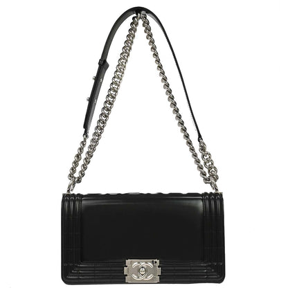 Boy Chanel Black Patent leather Medium Chain Shoulder Bag