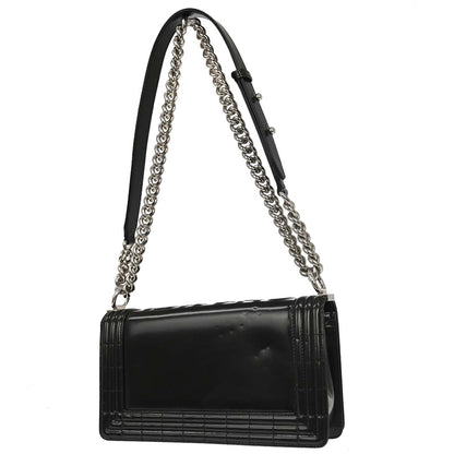 Boy Chanel Black Patent leather Medium Chain Shoulder Bag