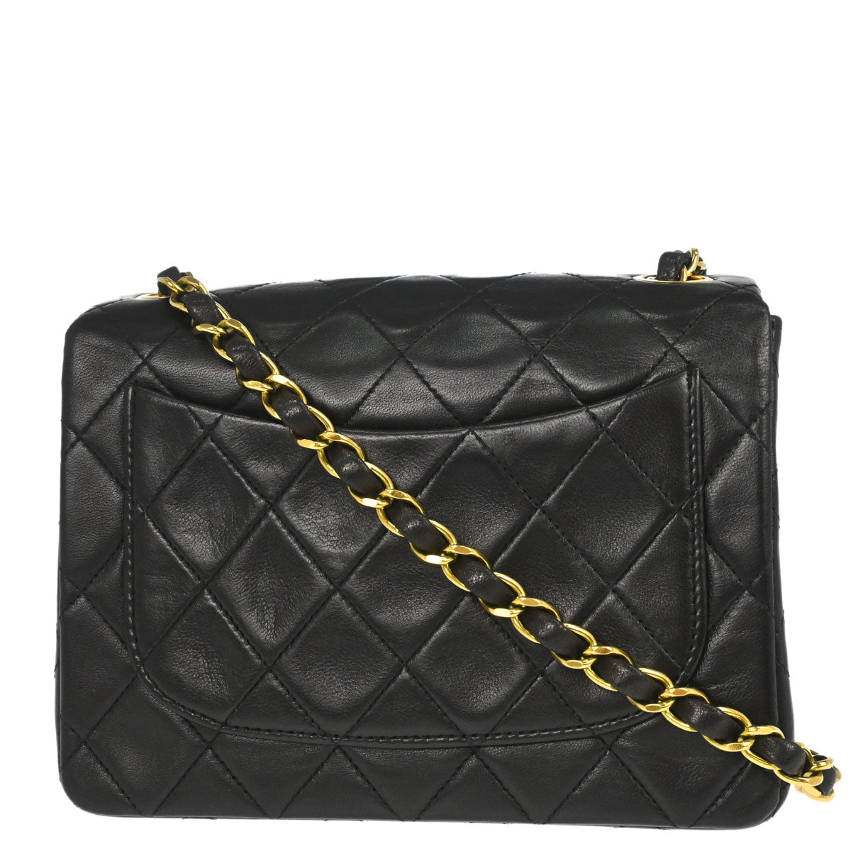 Chanel 1991-1994 Black Lambskin Mini Classic Square Flap Shoulder Bag 17