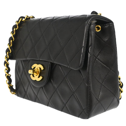 Chanel 1991-1994 Black Lambskin Mini Classic Square Flap Shoulder Bag 17