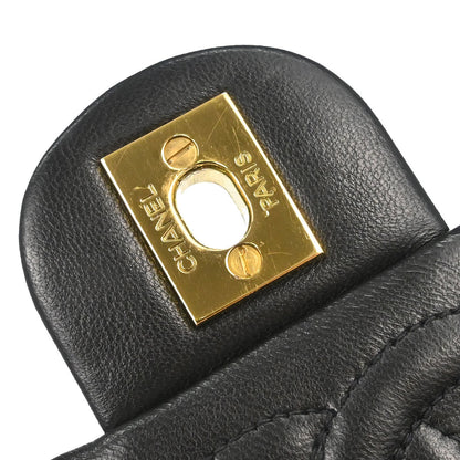 Chanel 1991-1994 Black Lambskin Mini Classic Square Flap Shoulder Bag 17