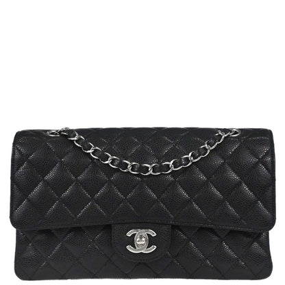 Chanel Black Caviar Skin Medium Classic Double Flap Shoulder Bag