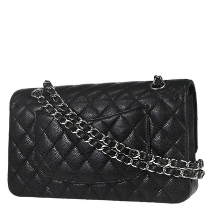 Chanel Black Caviar Skin Medium Classic Double Flap Shoulder Bag
