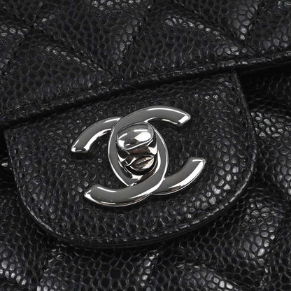 Chanel Black Caviar Skin Medium Classic Double Flap Shoulder Bag