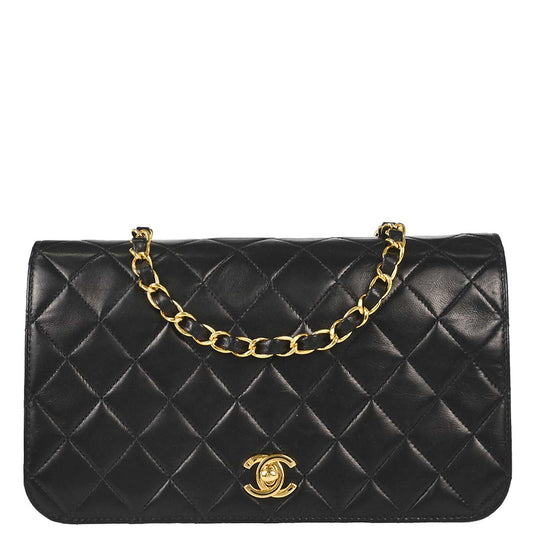 Chanel 2005-2006 Black Lambskin Turnlock Small Full Flap Shoulder Bag
