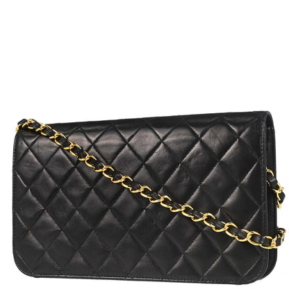 Chanel 2005-2006 Black Lambskin Turnlock Small Full Flap Shoulder Bag