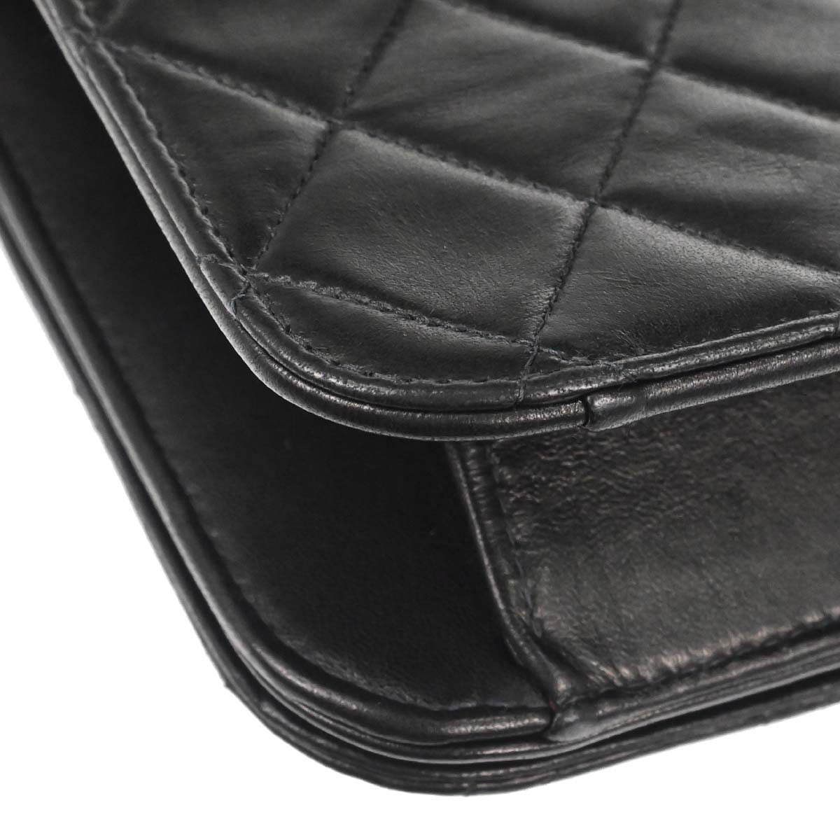 Chanel 2005-2006 Black Lambskin Turnlock Small Full Flap Shoulder Bag