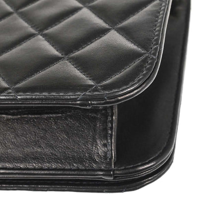 Chanel 2005-2006 Black Lambskin Turnlock Small Full Flap Shoulder Bag