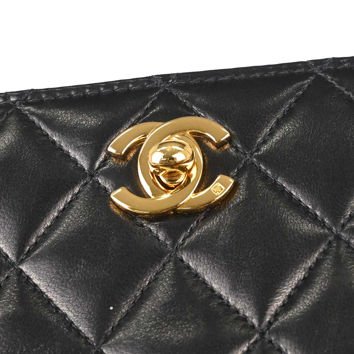 Chanel 2005-2006 Black Lambskin Turnlock Small Full Flap Shoulder Bag