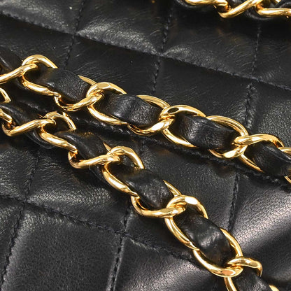 Chanel 2005-2006 Black Lambskin Turnlock Small Full Flap Shoulder Bag