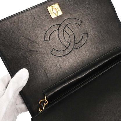 Chanel 2005-2006 Black Lambskin Turnlock Small Full Flap Shoulder Bag