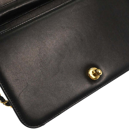 Chanel 2005-2006 Black Lambskin Turnlock Small Full Flap Shoulder Bag
