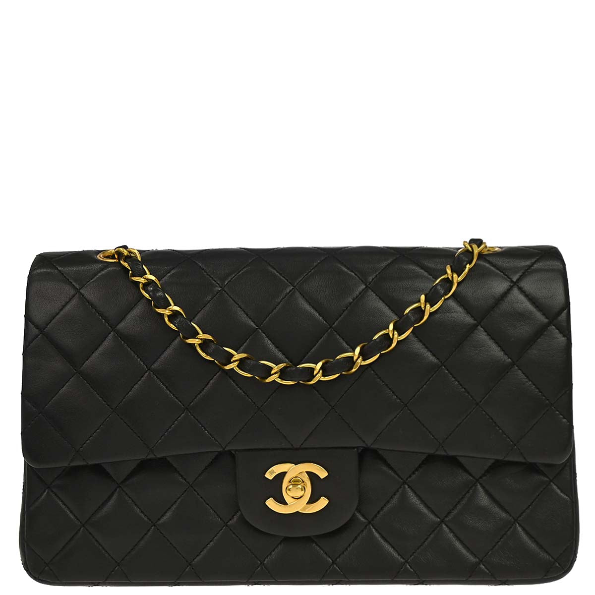 Chanel Black Lambskin Medium Classic Double Flap Shoulder Bag