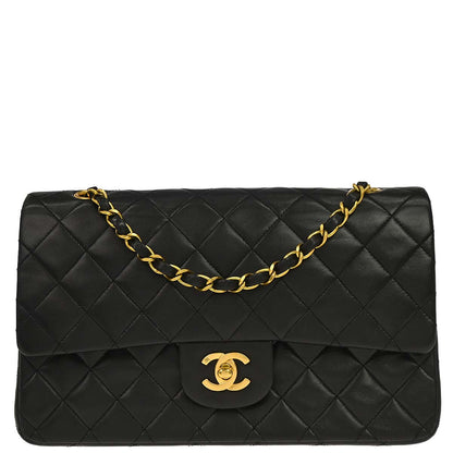 Chanel Black Lambskin Medium Classic Double Flap Shoulder Bag