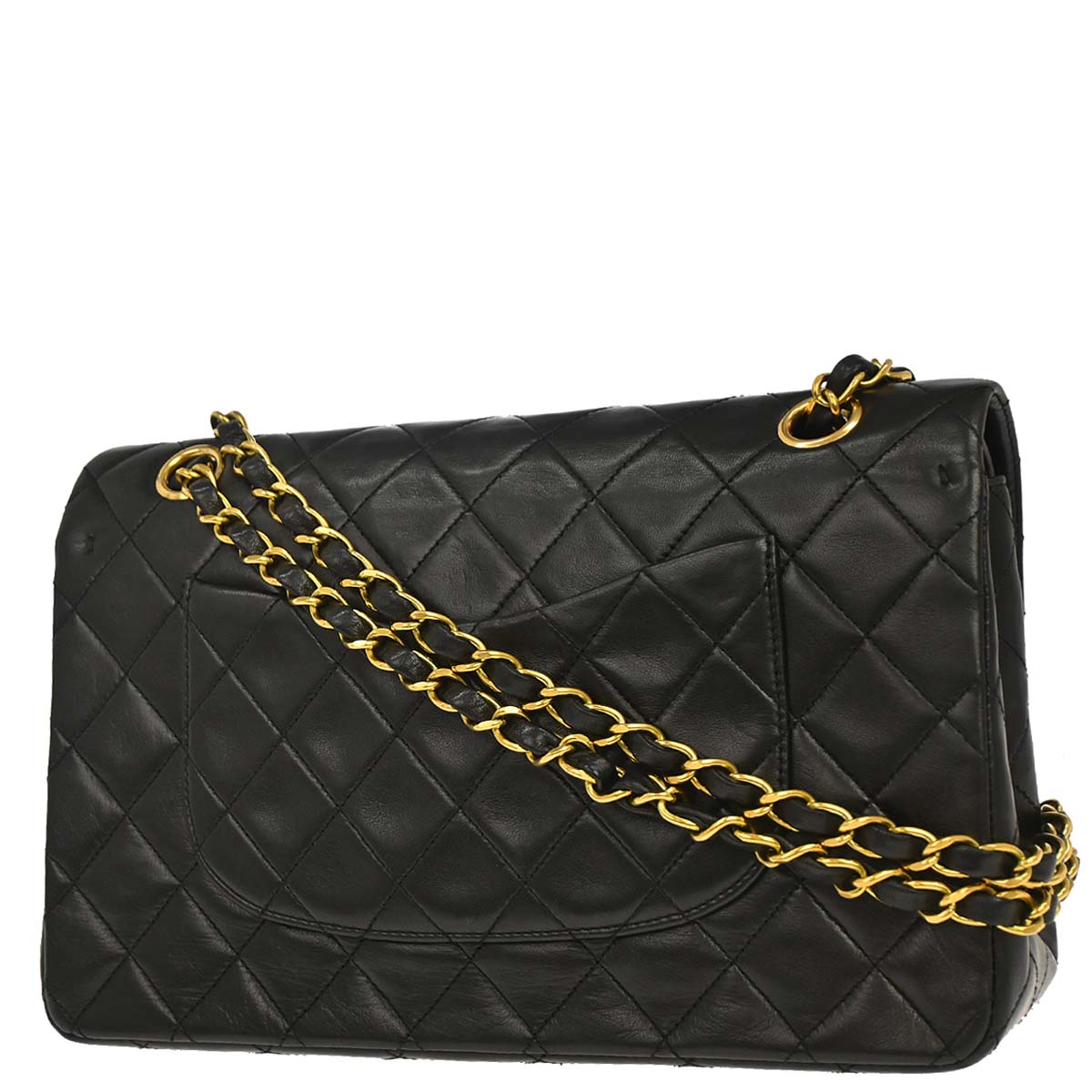 Chanel Black Lambskin Medium Classic Double Flap Shoulder Bag