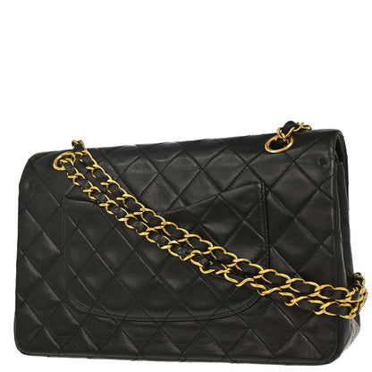 Chanel Black Lambskin Medium Classic Double Flap Shoulder Bag