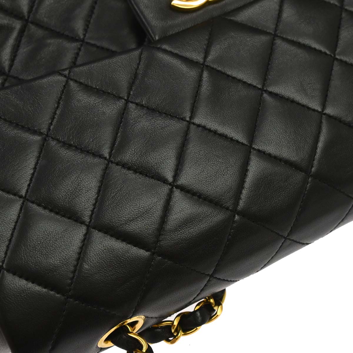 Chanel Black Lambskin Medium Classic Double Flap Shoulder Bag