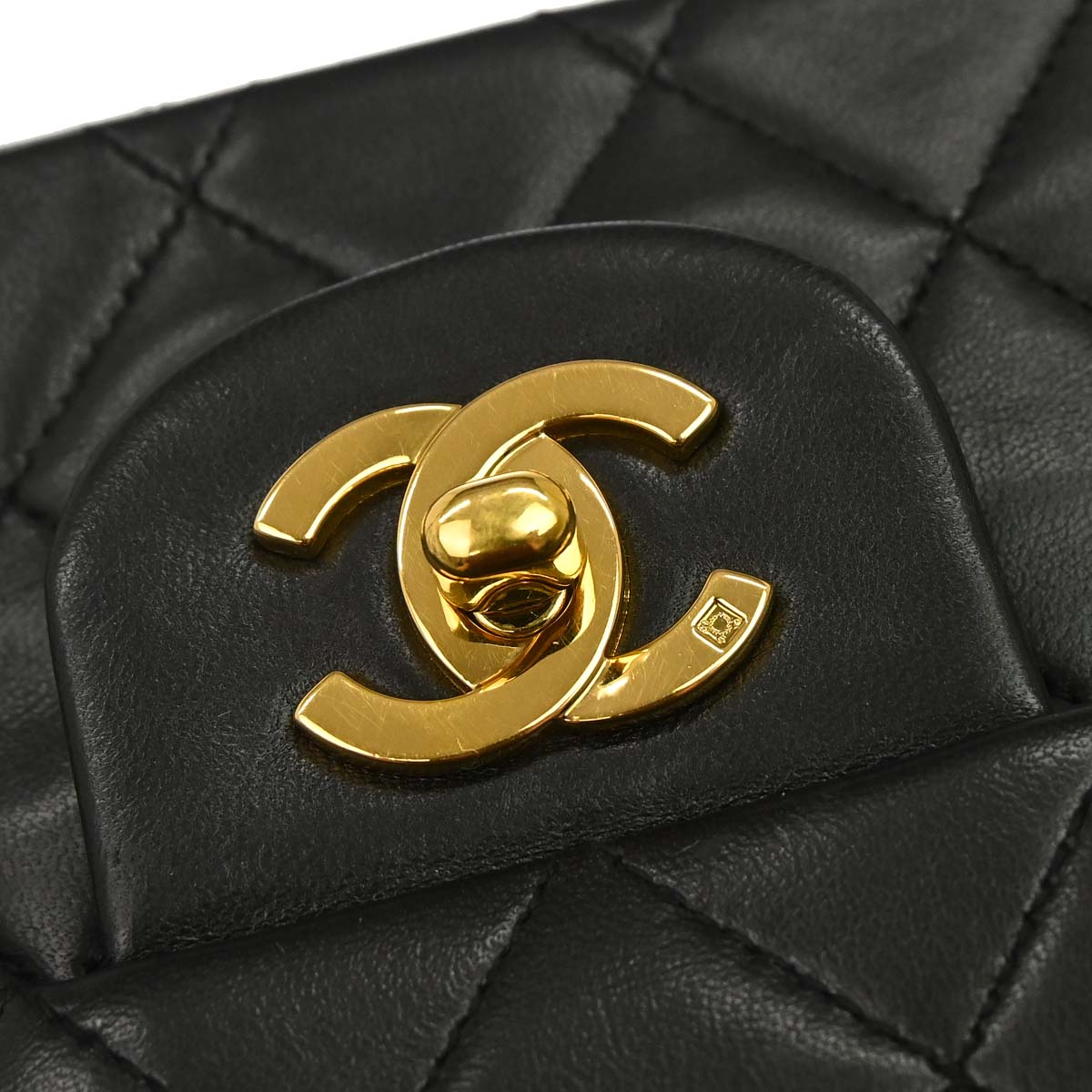 Chanel Black Lambskin Medium Classic Double Flap Shoulder Bag