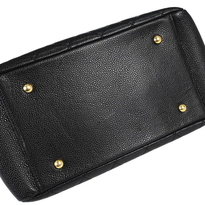 Chanel 2002-2003 Black Caviar Skin Petite Timeless Tote PTT Chain Handbag