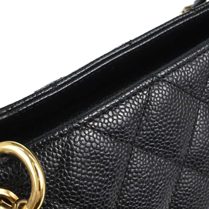 Chanel 2002-2003 Black Caviar Skin Petite Timeless Tote PTT Chain Handbag