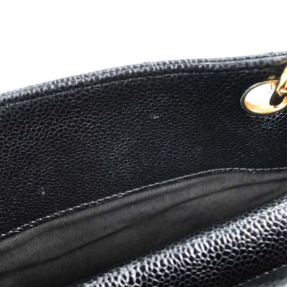 Chanel 2002-2003 Black Caviar Skin Petite Timeless Tote PTT Chain Handbag