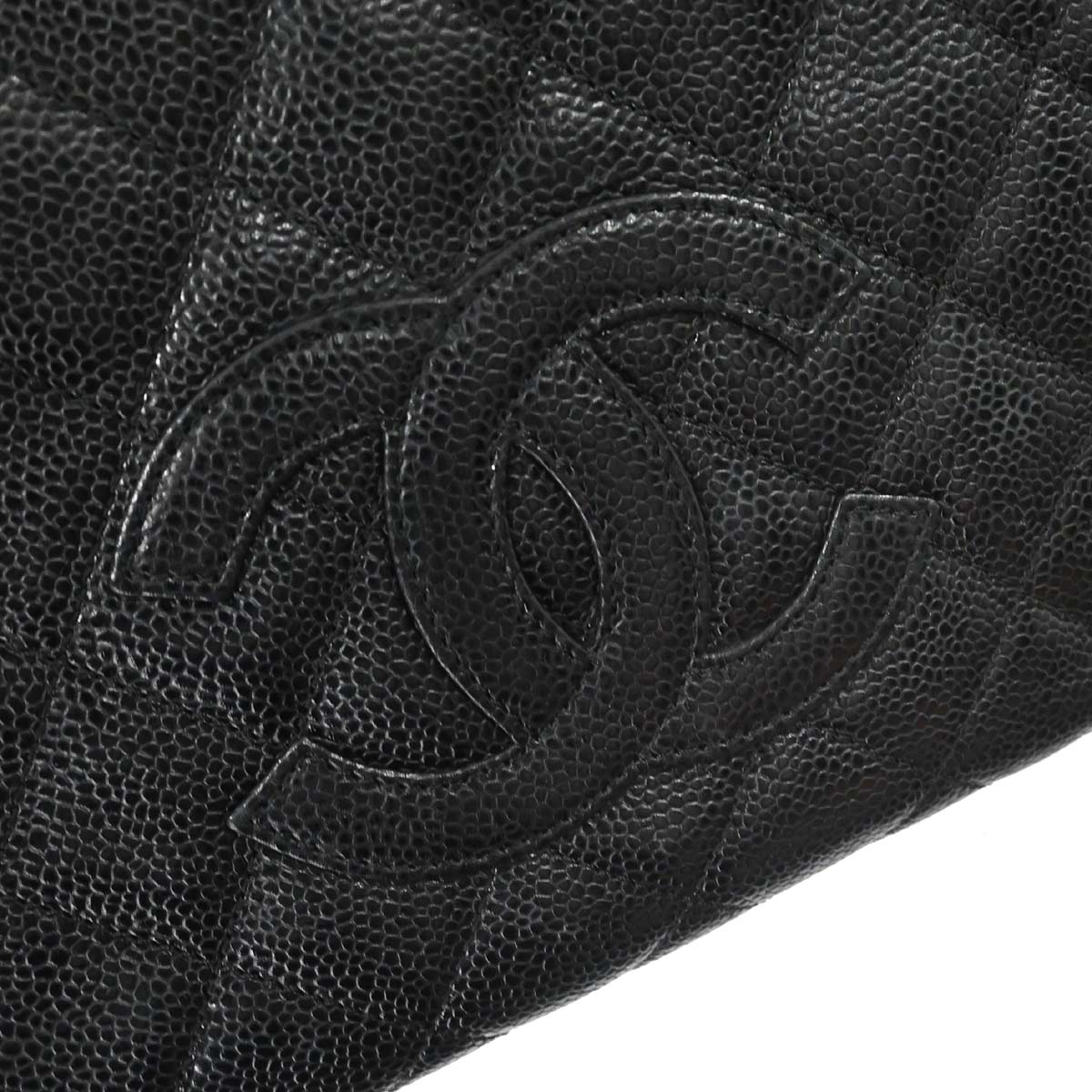 Chanel 2002-2003 Black Caviar Skin Petite Timeless Tote PTT Chain Handbag