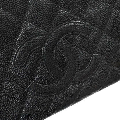 Chanel 2002-2003 Black Caviar Skin Petite Timeless Tote PTT Chain Handbag
