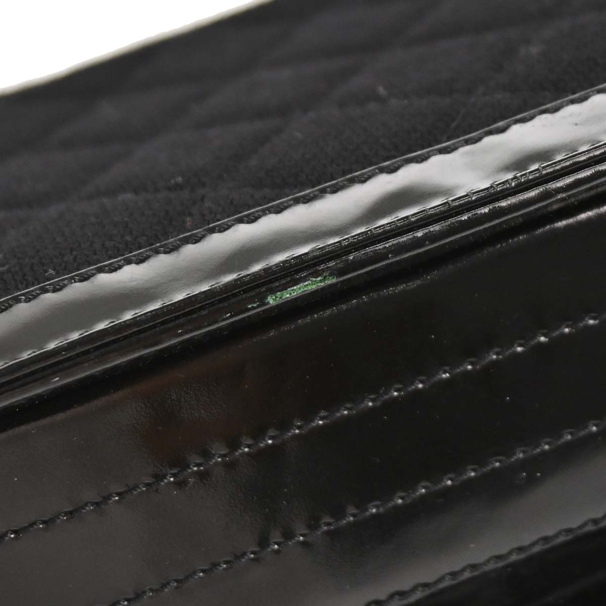 Chanel 2000-2001 Black Canvas Patent Leather Mademoiselle Lock Shoulder Bag