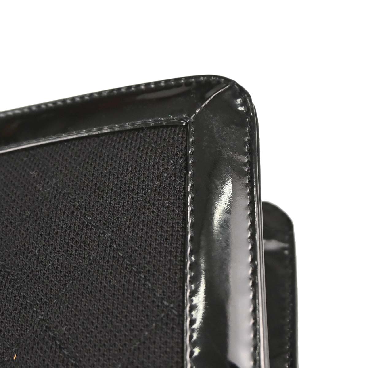 Chanel 2000-2001 Black Canvas Patent Leather Mademoiselle Lock Shoulder Bag