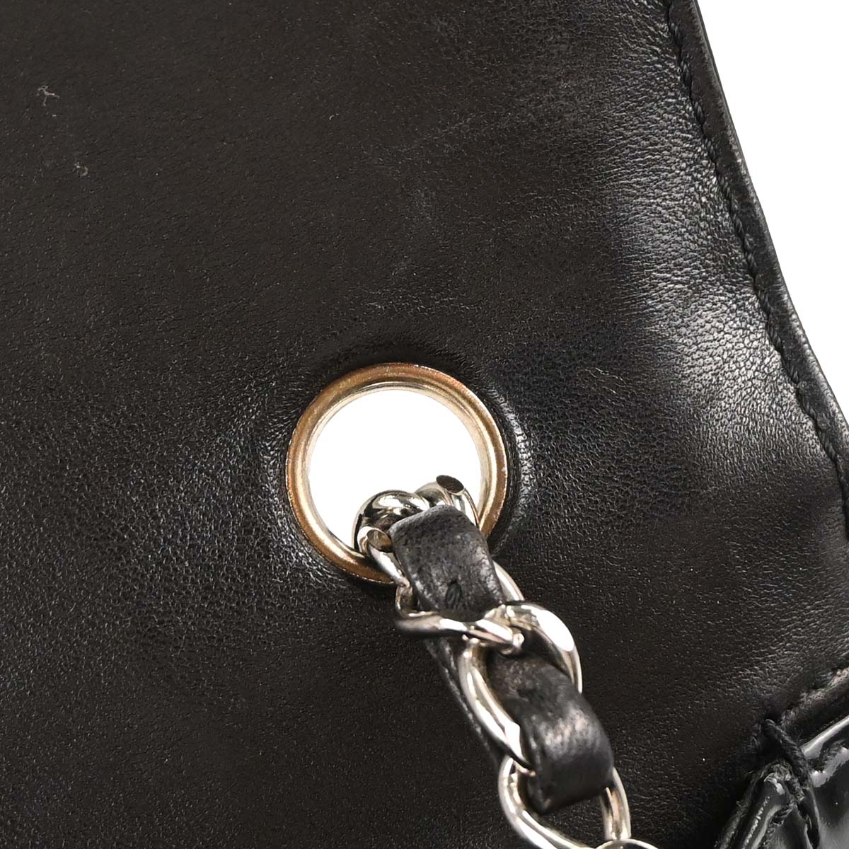 Chanel 2000-2001 Black Canvas Patent Leather Mademoiselle Lock Shoulder Bag