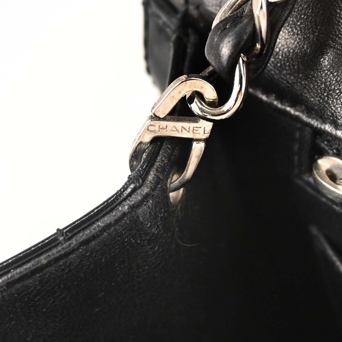 Chanel 2000-2001 Black Canvas Patent Leather Mademoiselle Lock Shoulder Bag