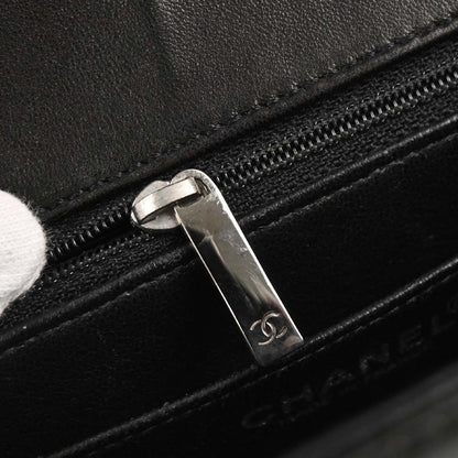 Chanel 2000-2001 Black Canvas Patent Leather Mademoiselle Lock Shoulder Bag