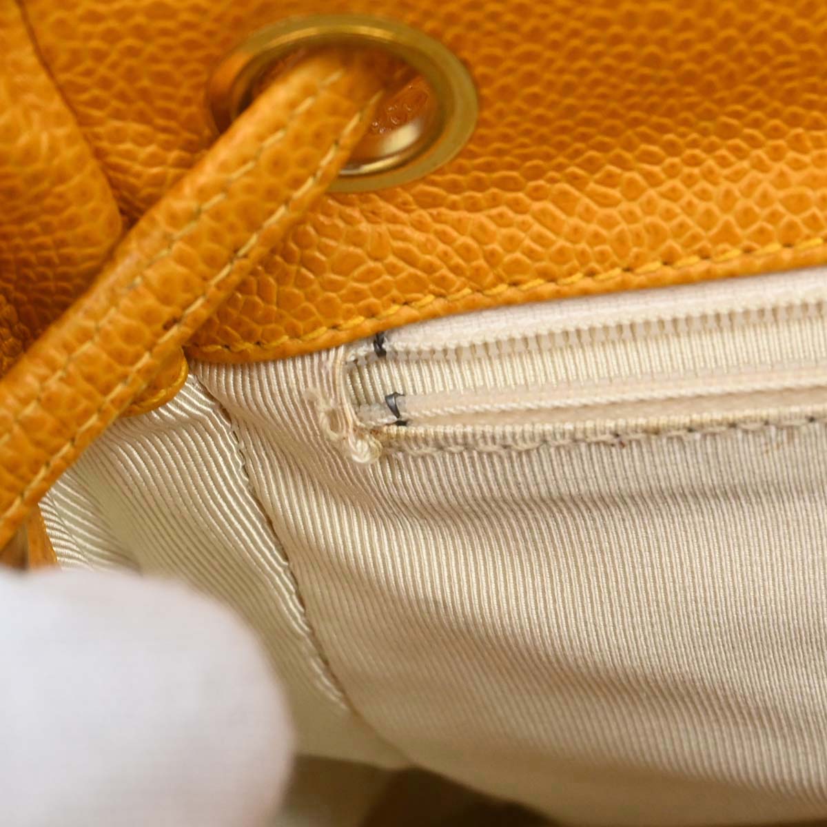 Chanel Yellow Caviar Skin Triple CC Backpack