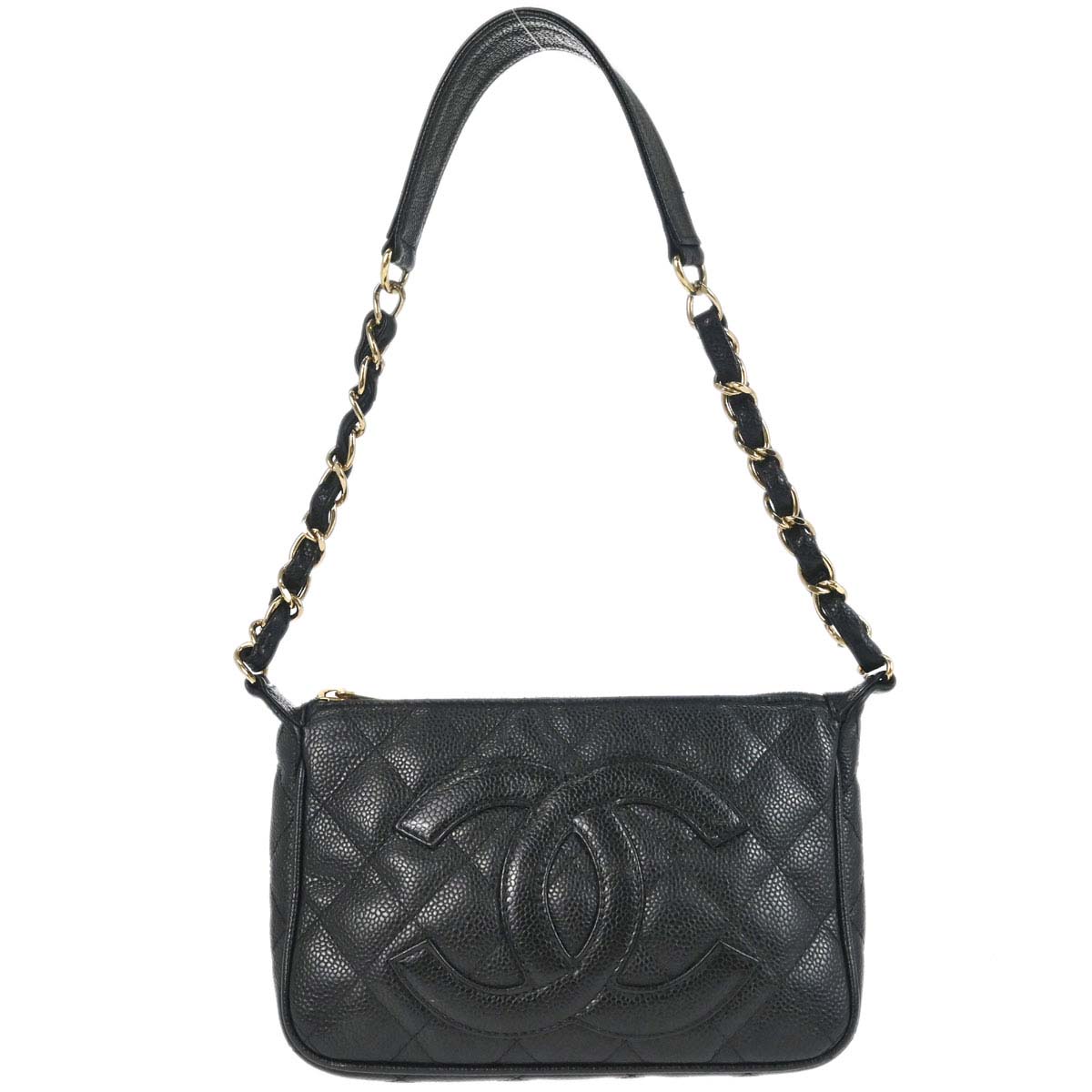 Chanel 2003-2004 Black Caviar Skin Shoulder Bag