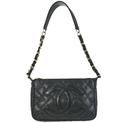 Chanel 2003-2004 Black Caviar Skin Shoulder Bag