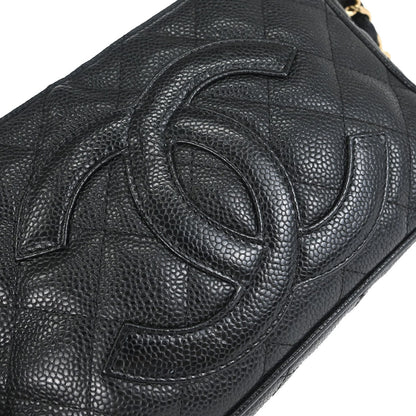 Chanel 2003-2004 Black Caviar Skin Shoulder Bag