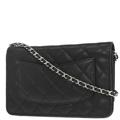 Chanel Black Caviar Skin Classic WOC Wallet on Chain Bag