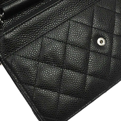 Chanel Black Caviar Skin Classic WOC Wallet on Chain Bag