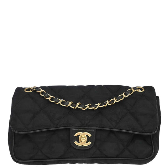 Chanel 2005-2006 Black Jacquard Nylon Travel Line Shoulder Bag