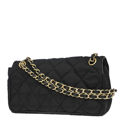 Chanel 2005-2006 Black Jacquard Nylon Travel Line Shoulder Bag