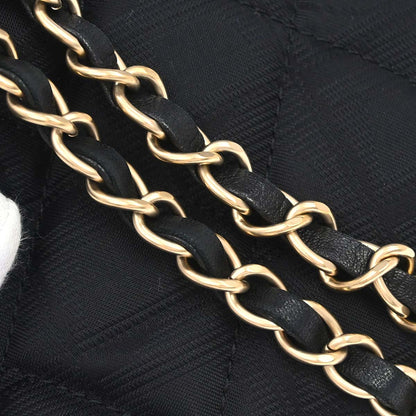 Chanel 2005-2006 Black Jacquard Nylon Travel Line Shoulder Bag
