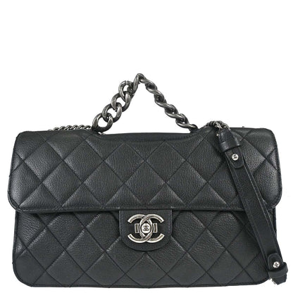 Chanel Black Calfskin Perfect Edge Flap Bag 2way Shoulder Handbag