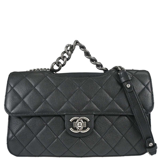 Chanel 2015-2016 Black Calfskin Perfect Edge Flap Bag 2way Shoulder Handbag