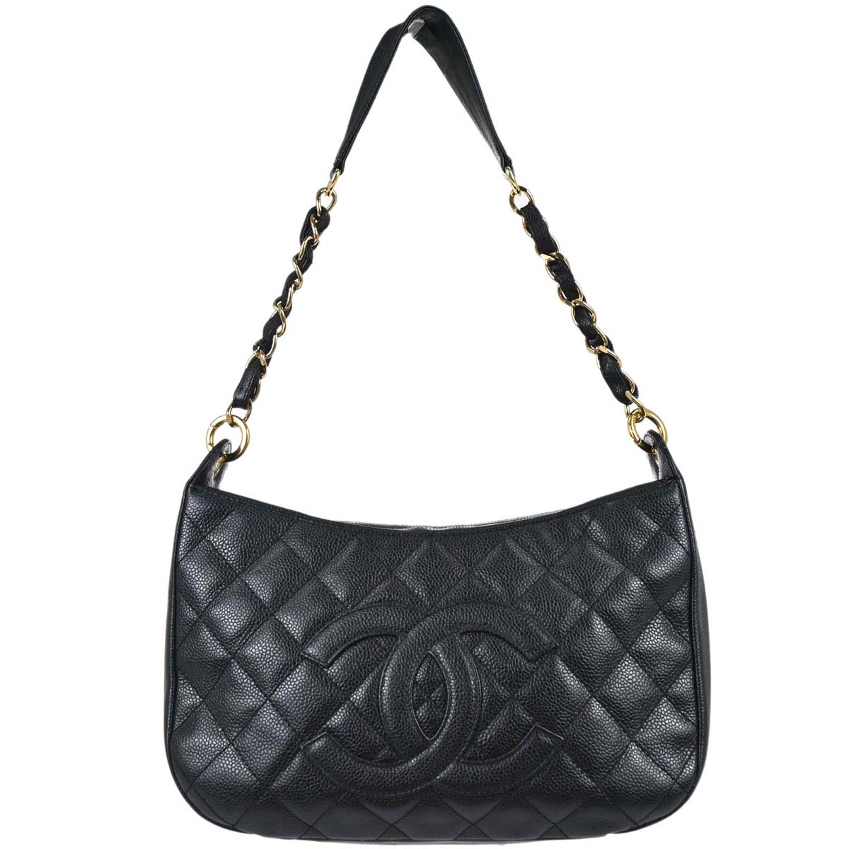 Chanel 2003-2004 Black Caviar Skin Hobo Handbag