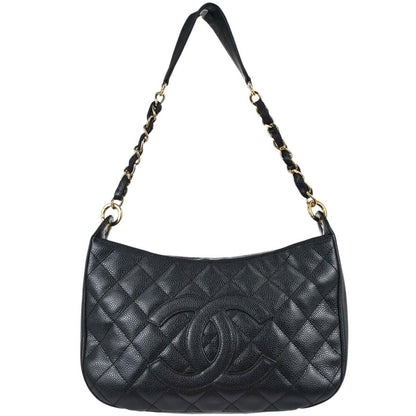 Chanel 2003-2004 Black Caviar Skin Hobo Handbag