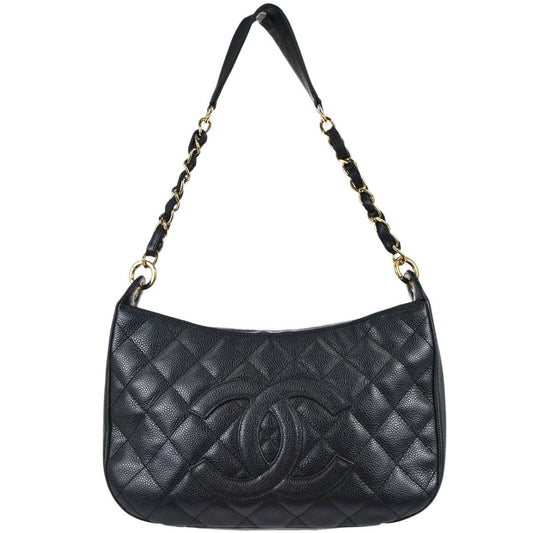 Chanel 2003-2004 Black Caviar Skin Hobo Handbag